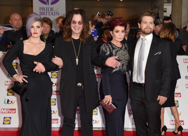 LONDON, ENGLAND - SEPTEMBER 28: Kelly Osbourne, Ozzy Osbourne, Sharon Osbourne and Jack Osbourne attend the Pride of Britain awards at The Grosvenor House Hotel on September 28, 2015 in London, England. (Photo by Karwai Tang/WireImage)
