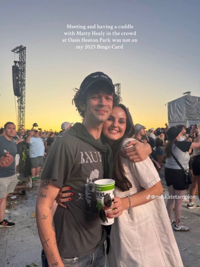 Glastonbury headliner rocks out at Oasis gig despite Liam Gallagher beef Matty Healy, 1975 Oasis at Manchester Heaton Park