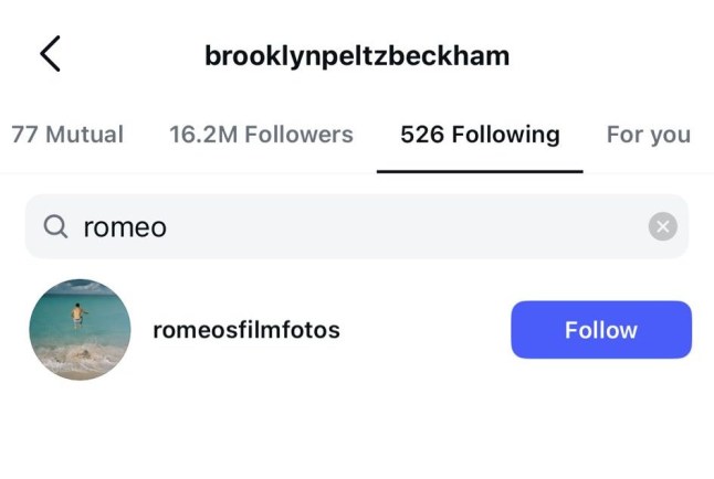 Brooklyn Beckham unfollows Romeo Beckham on Instagram