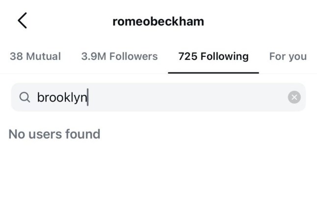 Romeo Beckham unfollows Brooklyn Beckham on Instagram