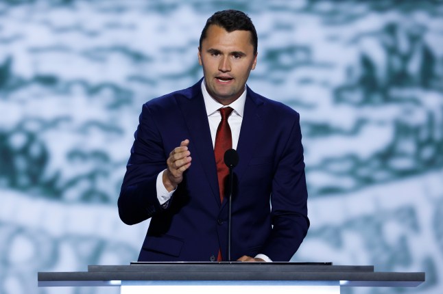 Charlie Kirk on stage.