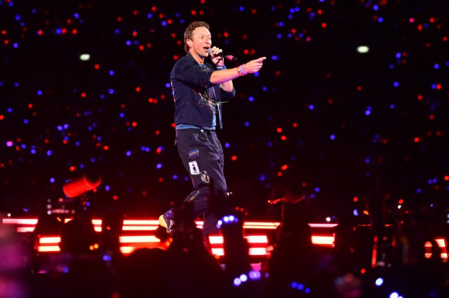 LONDON, ENGLAND - AUGUST 22: (EDITORIAL USE ONLY) Chris Martin of Coldplay performs during the 'Music Of The Spheres World Tour' at Wembley Stadium on August 22, 2025 in London, England. Coldplay will perform ten shows at Wembley Stadium during August & September, bringing to a close the most-attended concert tour in history, watched by over 12 million fans across 43 countries. (Photo by Jim Dyson/Getty Images)