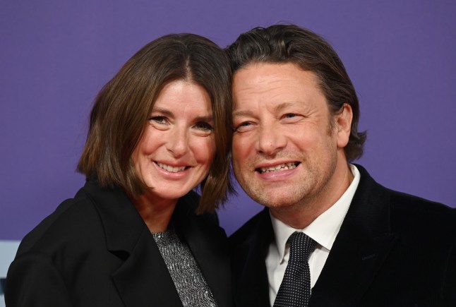 LONDON, ENGLAND - OCTOBER 05: Jools Oliver and Jamie Oliver attend the Headline Gala Screening of 20th Century Studios "The Bikeriders" during the 67th BFI London Film Festival at The Royal Festival Hall on October 05, 2023 in London, England. (Photo by Stuart C. Wilson/Getty Images for Disney)