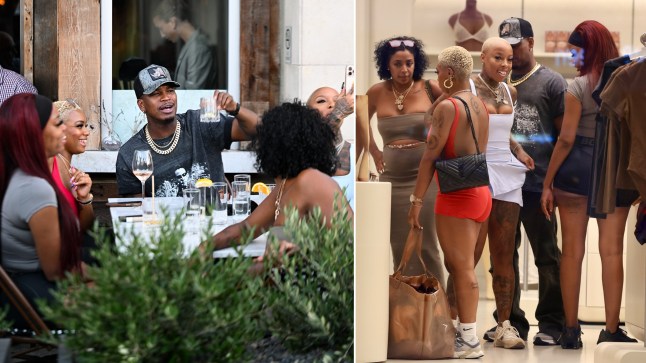A compilation image of Ne-Yo with his four girlfriends
