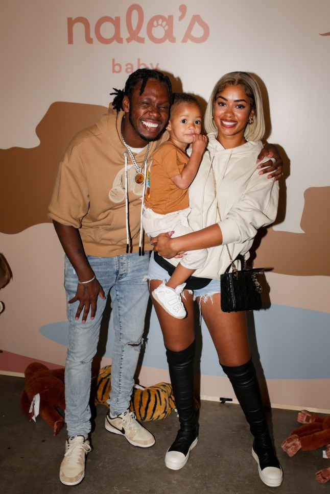 LONDON, ENGLAND - JUNE 25: (L to R) Krept, Nala Johnson and Sasha Ellese attend the launch of Nala's Baby at MOTEL on June 25, 2022 in London, England. (Photo by David M. Benett/Dave Benett/Getty Images)