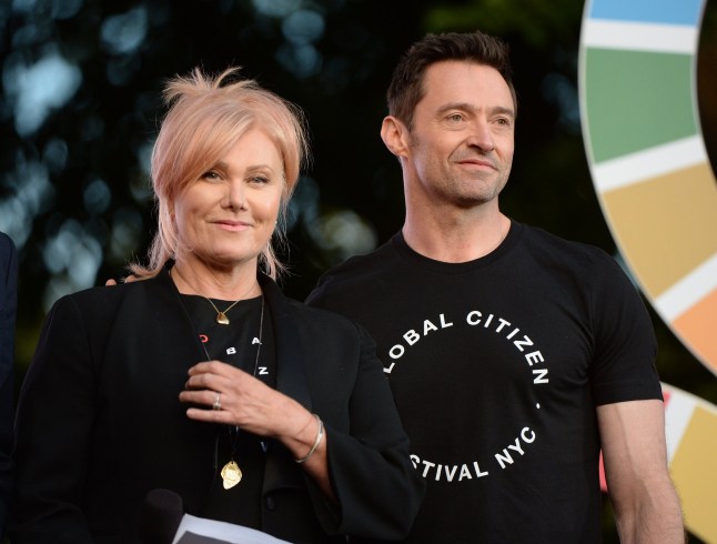 NEW YORK, NY - SEPTEMBER 26: Deborra-Lee Furness (L) and Hugh Jackman present onstage at the 2015 Global Citizen Festival to end extreme poverty by 2030 in Central Park on September 26, 2015 in New York City. (Photo by Michael Kovac/FilmMagic)