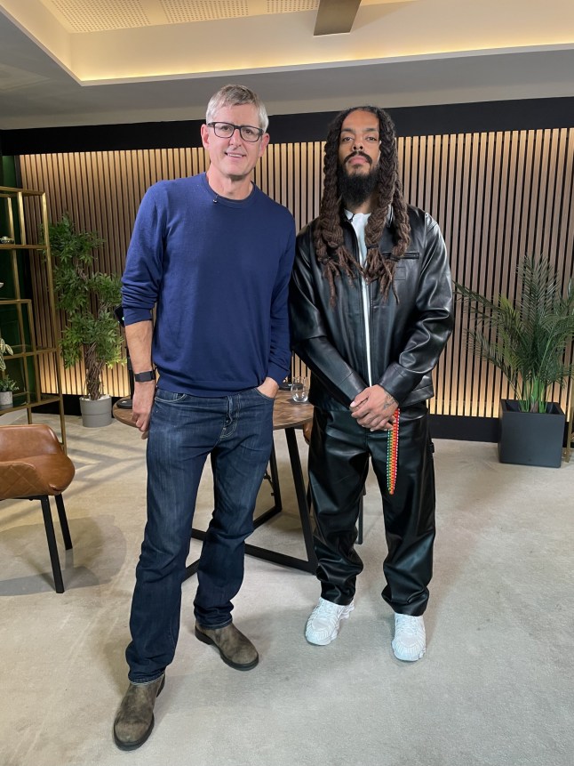 EMBARGOED TO 0001 TUESDAY OCTOBER 21 Undated handout photo of Louis Theroux with Bobby Vylan in the Spotify studios. Issue date: Tuesday October 21, 2025. PA Photo. Photo credit should read: Millie Chu/PA Wire NOTE TO EDITORS: This handout photo may only be used in for editorial reporting purposes for the contemporaneous illustration of events, things or the people in the image or facts mentioned in the caption. Reuse of the picture may require further permission from the copyright holder.