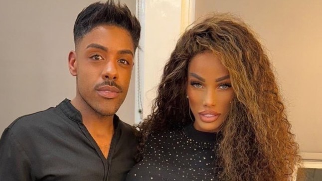 Katie Price poses with celebrity colourist Dominic Ackah-Amihere, showing off her new curly hair