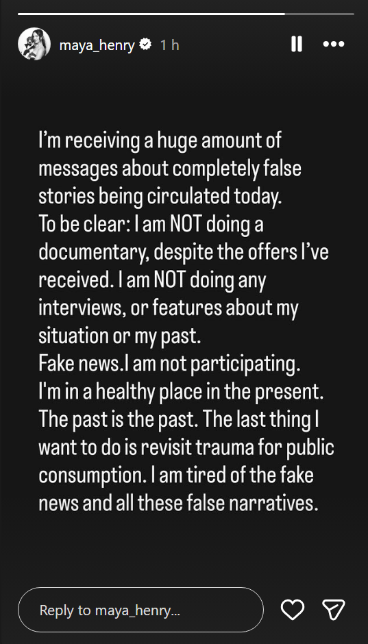Maya Henry Instagram story