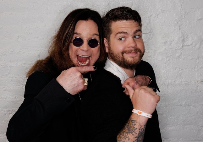 NEW YORK, NY - APRIL 25: (L-R) Ozzy Osbourne and son, producer Jack Osbourne visit the Tribeca Film Festival 2011 portrait studio on April 25, 2011 in New York City. (Photo by Larry Busacca/Getty Images for Tribeca Film Festival)