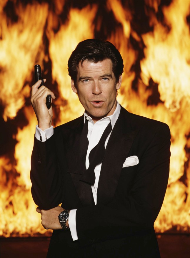 Irish actor Pierce Brosnan stars as James Bond in the film 'GoldenEye', 1995. He is holding his iconic Walther PPK. (Photo by Keith Hamshere/Getty Images)