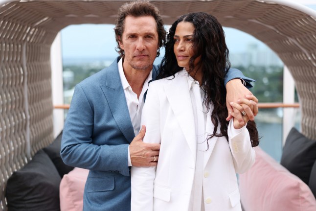 FORT LAUDERDALE, FLORIDA - NOVEMBER 06: (L-R) Matthew McConaughey and Camila Alves attend the Star Princess Naming Ceremony at Star Princess - Port Everglades Terminal 2 on November 06, 2025 in Fort Lauderdale, Florida. (Photo by John Shearer/Getty Images for Princess Cruises)