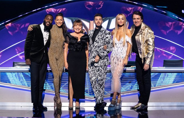 Lorraine Kelly appearing with Davina McCall and judges on The Masked Singer in 2024 (Picture: Bandicoot TV)