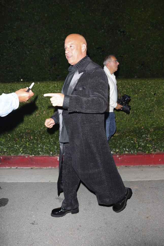 Beverly Hills, CA American actor and filmmaker Vin Diesel was seen arriving in style at Kris Jenner???s 70th birthday party held at Jeff Bezos??? luxurious residence in Beverly Hills. Pictured: Vin Diesel BACKGRID USA 8 NOVEMBER 2025 USA: +1 310 798 9111 / usasales@backgrid.com UK: +44 208 344 2007 / uksales@backgrid.com *UK Clients - Pictures Containing Children Please Pixelate Face Prior To Publication*