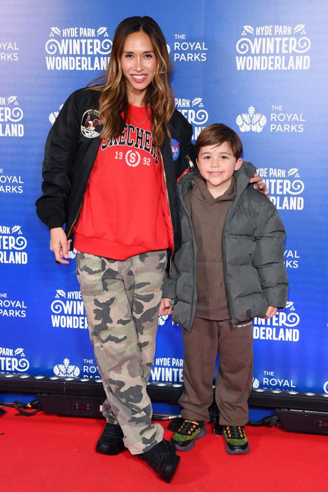 LONDON, ENGLAND - NOVEMBER 13: Myleene Klass (R) attends the VIP preview event for Hyde Park Winter Wonderland at Hyde Park on November 13, 2025 in London, England. (Photo by Joe Maher/Getty Images)