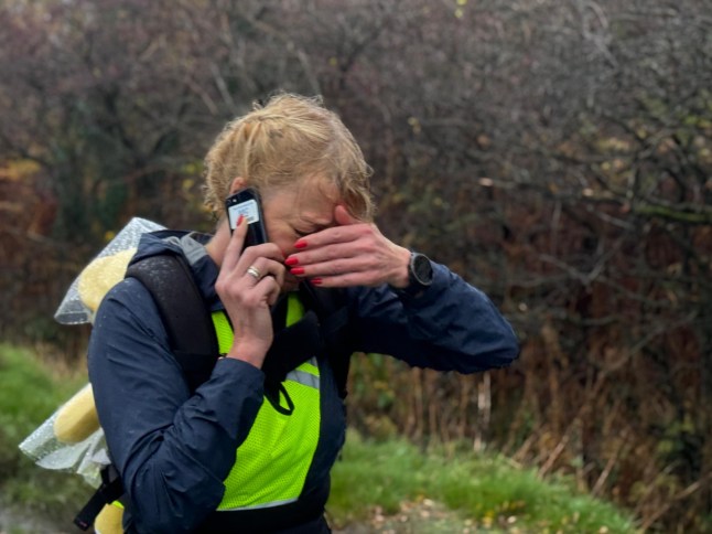 For use in UK, Ireland or Benelux countries only BBC handout photo of Sara Cox receiving a message from the Prince of Wales during her Children In Need challenge to cover 135 miles in five days. Prince William has congratulated the BBC Radio 2 presenter for her challenge, which has raised more than ?4 million. Cox, who presents Radio 2's Teatime Show on weekdays, will end her Great Northern Marathon Challenge on Friday, covering the equivalent of five marathons in five days. Picture date: Friday November 14, 2025. PA Photo. Photo credit should read: BBC/PA Wire NOTE TO EDITORS: Not for use more than 21 days after issue. You may use this picture without charge only for the purpose of publicising or reporting on current BBC programming, personnel or other BBC output or activity within 21 days of issue. Any use after that time MUST be cleared through BBC Picture Publicity. Please credit the image to the BBC and any named photographer or independent programme maker, as described in the caption.