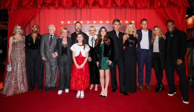 Mandatory Credit: Photo by Vianney Le Caer/Shutterstock (15941632ga) Katherine Ryan, Mawaan Rizwan, Derek Jacobi, Maria Friedman, Kiefer Sutherland, Matilda Firth, Rebel Wilson, Teddy Williams, James Lance, Alice Eve, Chris Foggin, Jaimi Barbakoff and Ray Fearon 'Tinsel Town' film premiere, London, UK - 27 Nov 2025